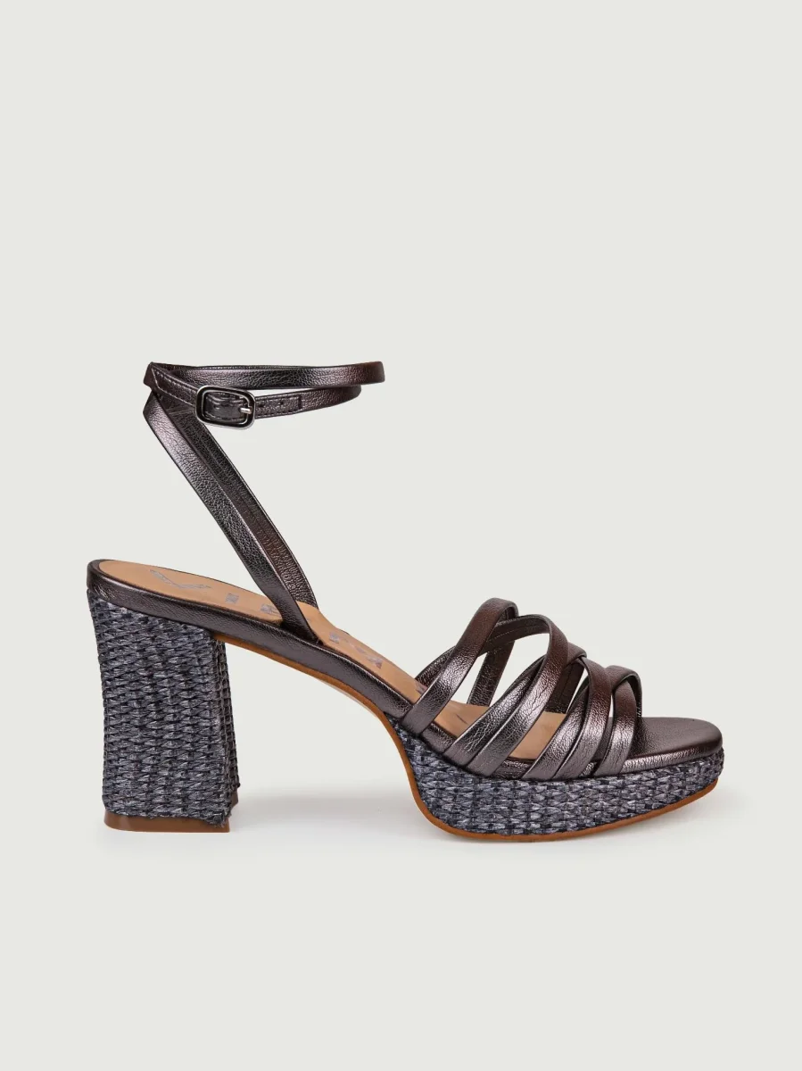 SANDALI RAFIA CON INTRECCIO FRONTALE NERO