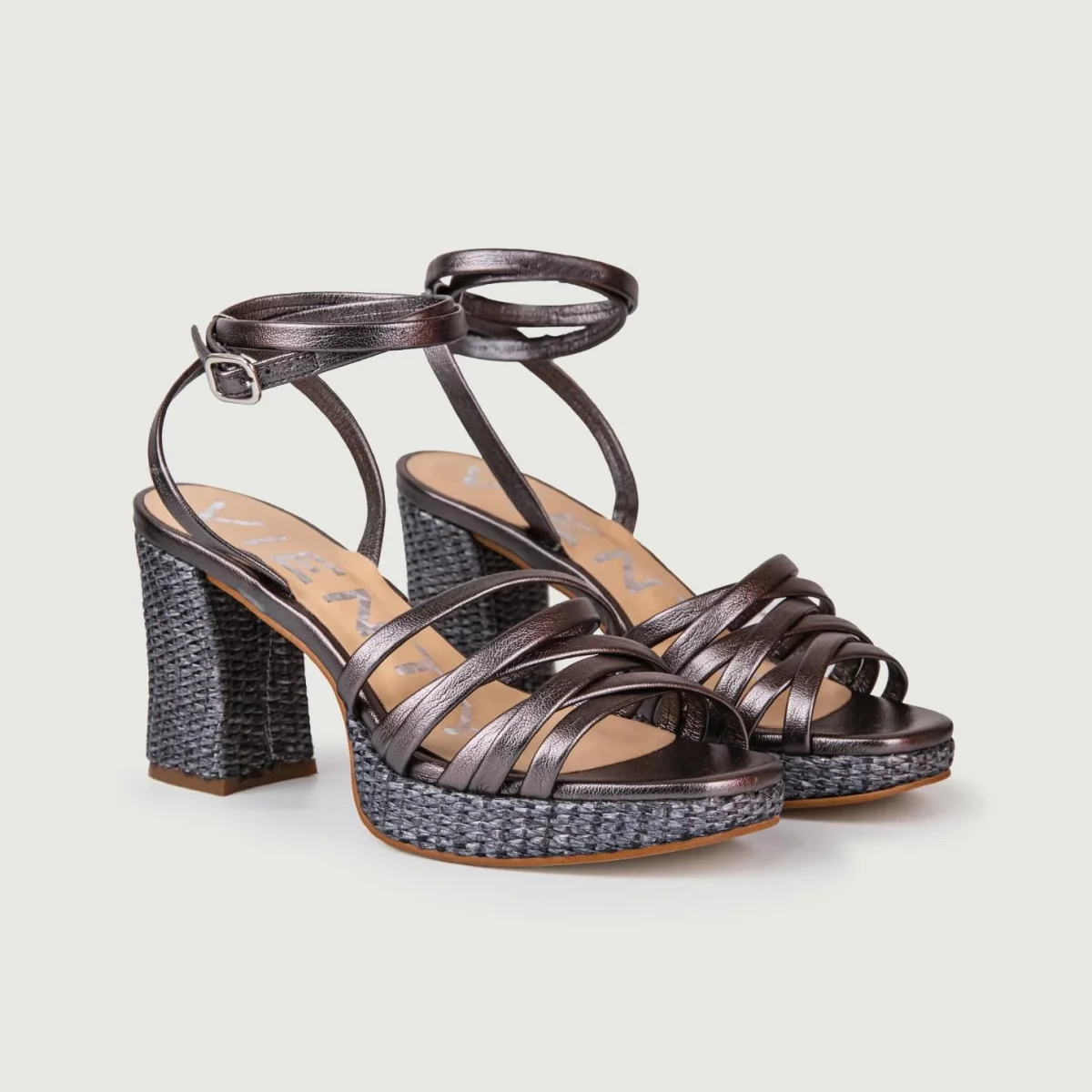 SANDALI RAFIA CON INTRECCIO FRONTALE NERO - immagine 3