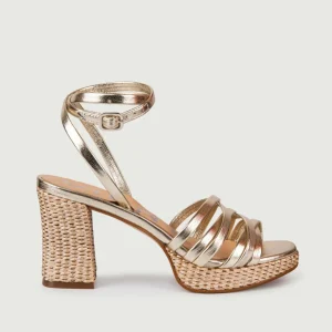 SANDALI RAFIA CON INTRECCIO FRONTALE PLATINO