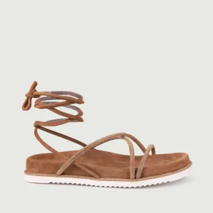 SANDALO ALLA SCHIAVA ORO ROSA CON LACCI GLITTERATI