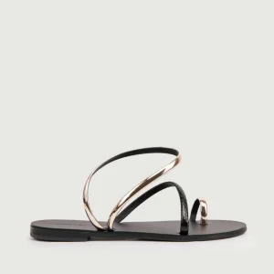 SANDALO BASSO INFRADITO NERO E ORO