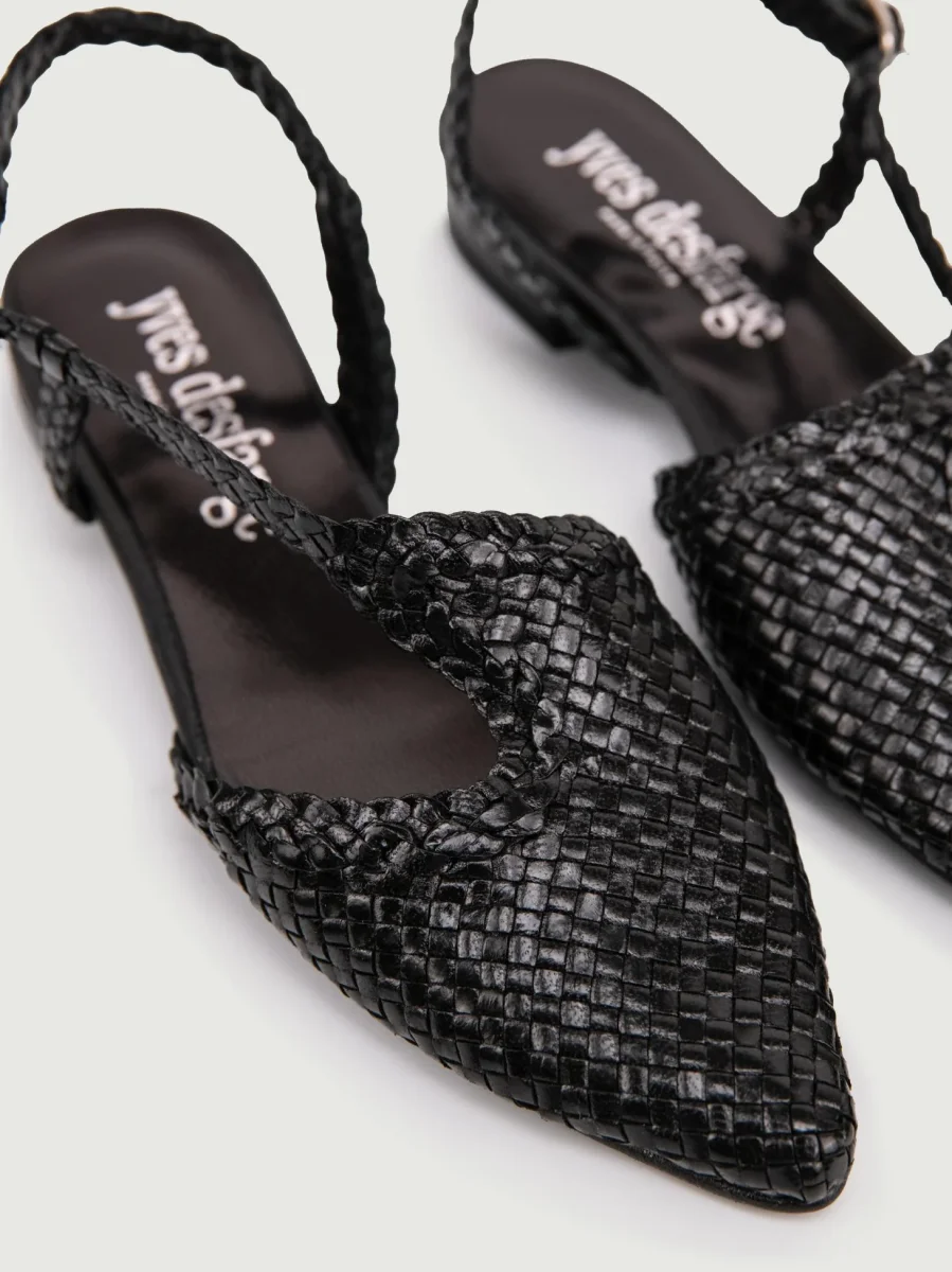 SANDALO BASSO IN PELLE INTRECCIATA NERO - immagine 6