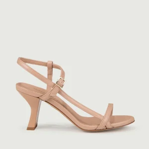 SANDALO CON TACCO E LISTINI IN PELLE COLOR CARNE