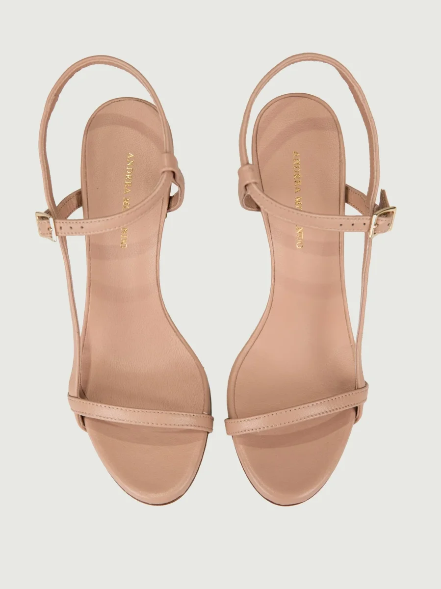 SANDALO CON TACCO E LISTINI IN PELLE COLOR CARNE - immagine 4