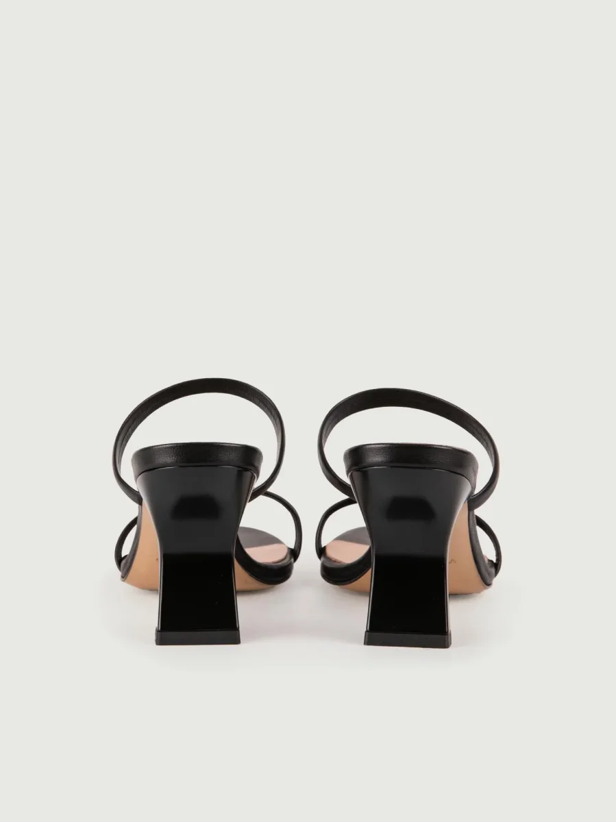 SANDALO CON TACCO E LISTINI IN PELLE COLOR NERO - immagine 3