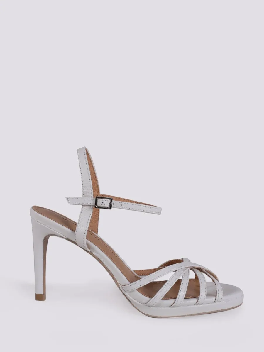 SANDALO CON TACCO E LISTINI