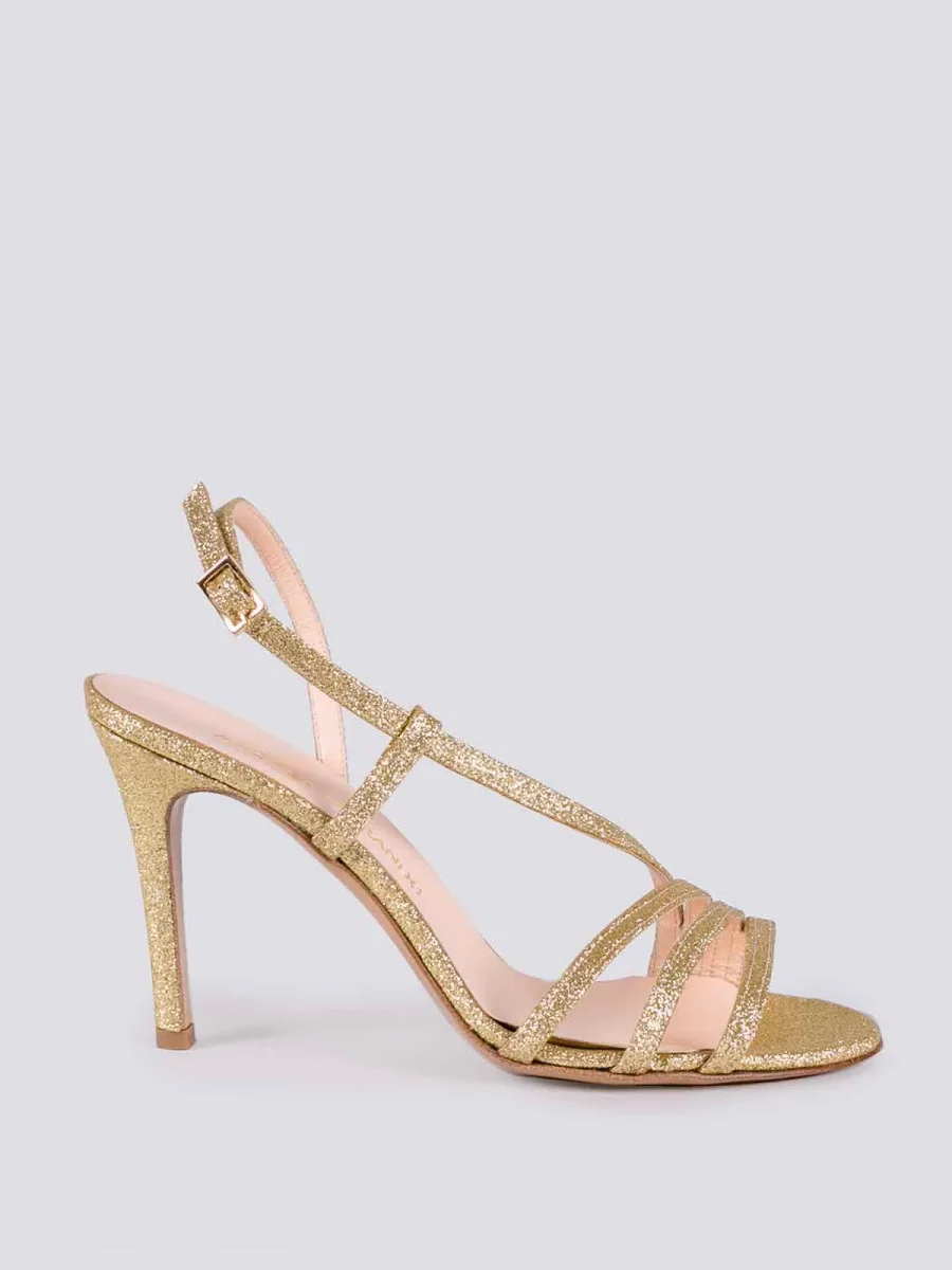 SANDALO CON TACCO GLITTER