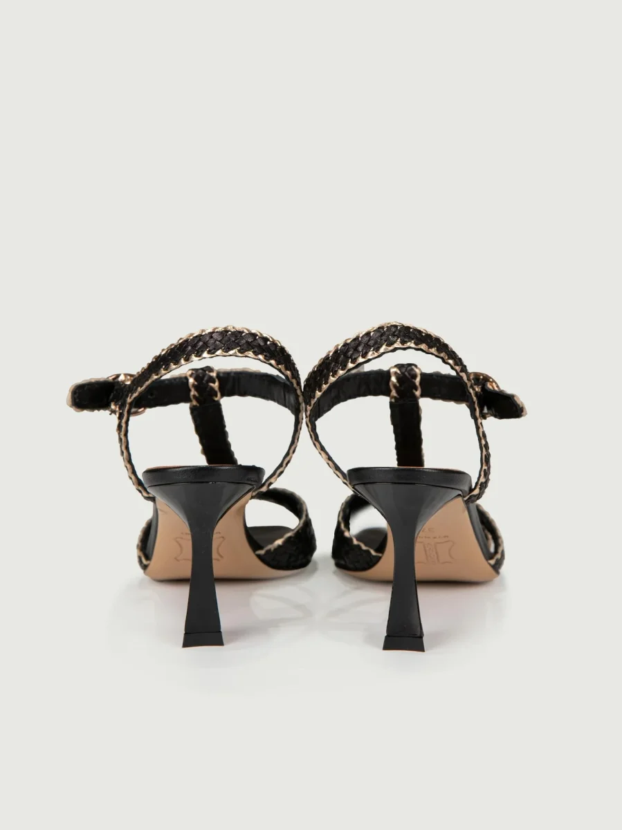 SANDALO CON TACCO IN PELLE INTRECCIATA - immagine 4