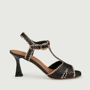 SANDALO CON TACCO IN PELLE INTRECCIATA