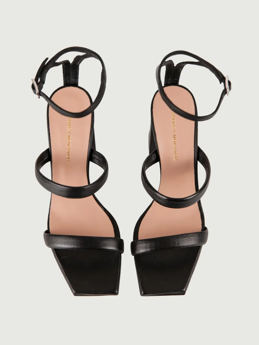 SANDALO CON TACCO IN PELLE NERO - immagine 5