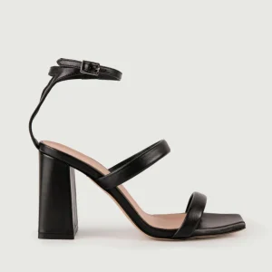 SANDALO CON TACCO IN PELLE NERO