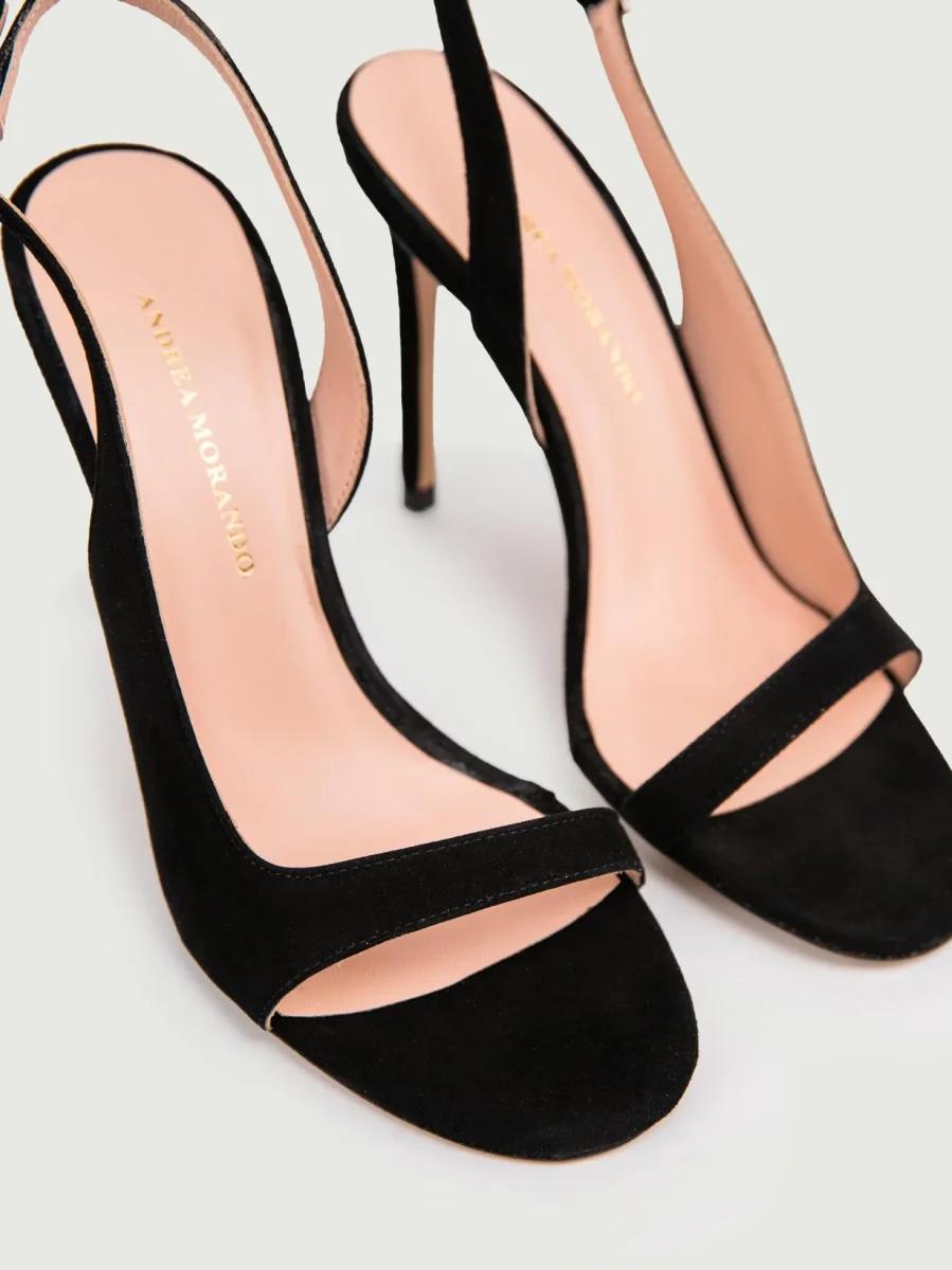 SANDALO CON TACCO IN PELLE SCAMOSCIATA NERO - immagine 5