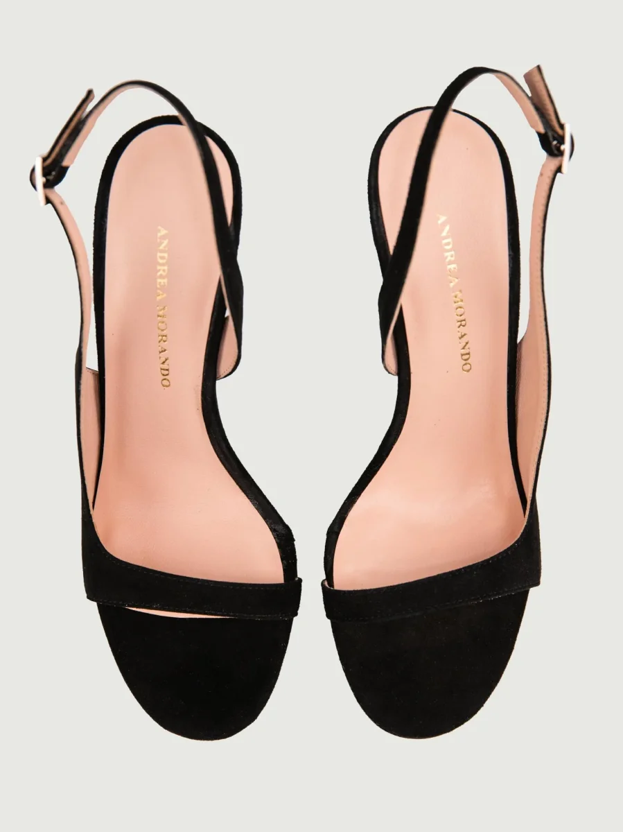 SANDALO CON TACCO IN PELLE SCAMOSCIATA NERO - immagine 6