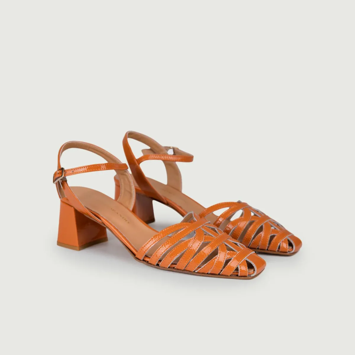 SANDALO CON TACCO QUADRATO IN NAPLAK ARANCIO - immagine 3
