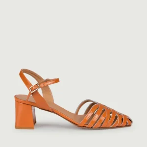 SANDALO CON TACCO QUADRATO IN NAPLAK ARANCIO