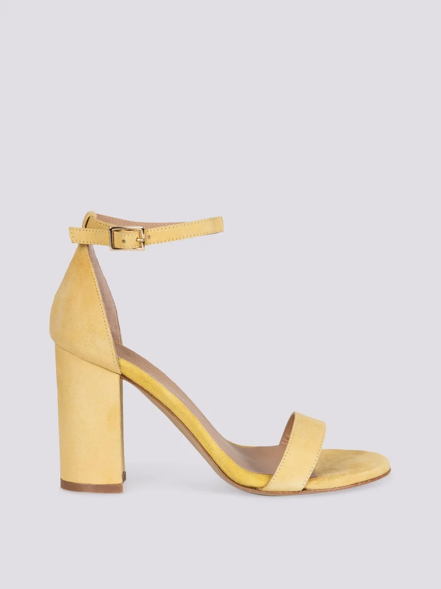 SANDALO CON TACCO SPESSO IN CAMOSCIO