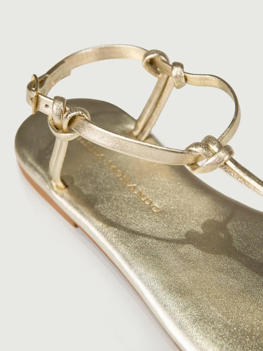 SANDALO INFRADITO CON NODINI IN PELLE PLATINO - immagine 5