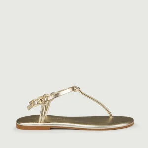 SANDALO INFRADITO CON NODINI IN PELLE PLATINO