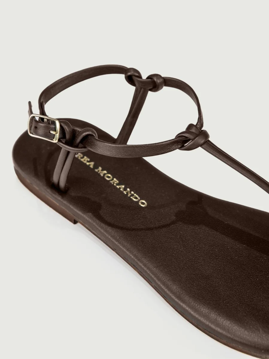 SANDALO INFRADITO CON NODINI IN PELLE TESTA MORO - immagine 4