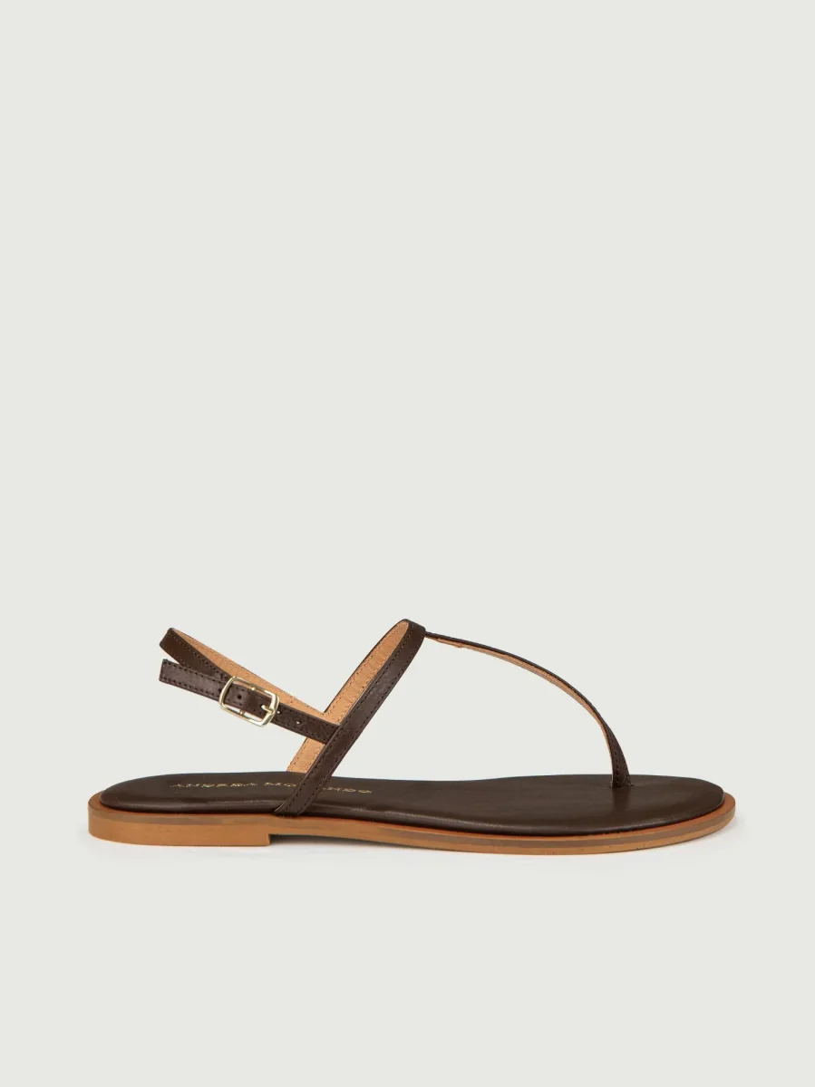 SANDALO INFRADITO IN PELLE TESTA MORO