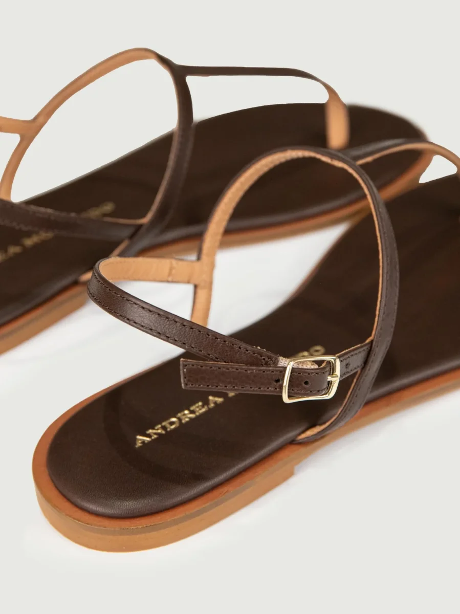 SANDALO INFRADITO IN PELLE TESTA MORO - immagine 5