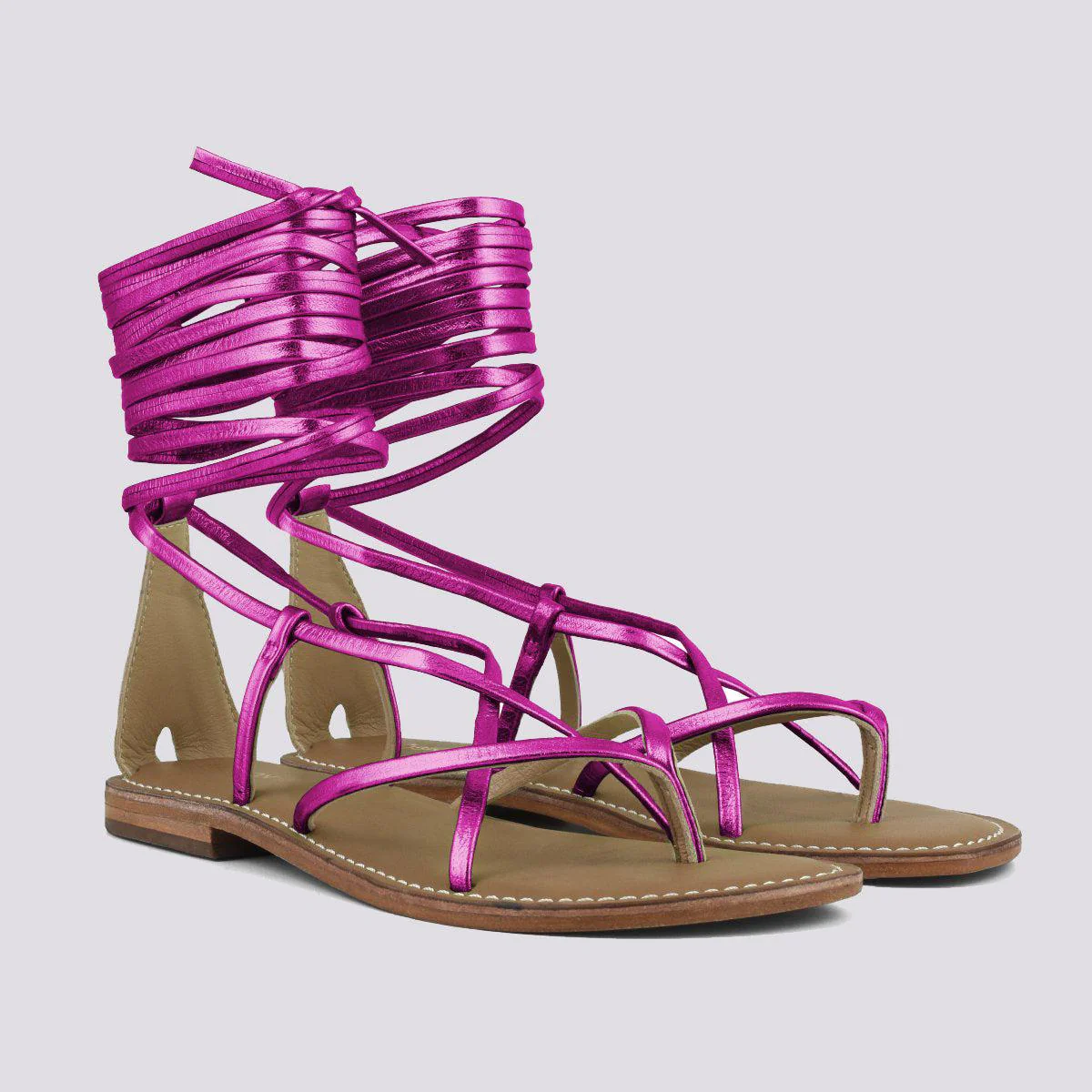 SANDALO IN PELLE CON LACCI SCHIAVA - immagine 3