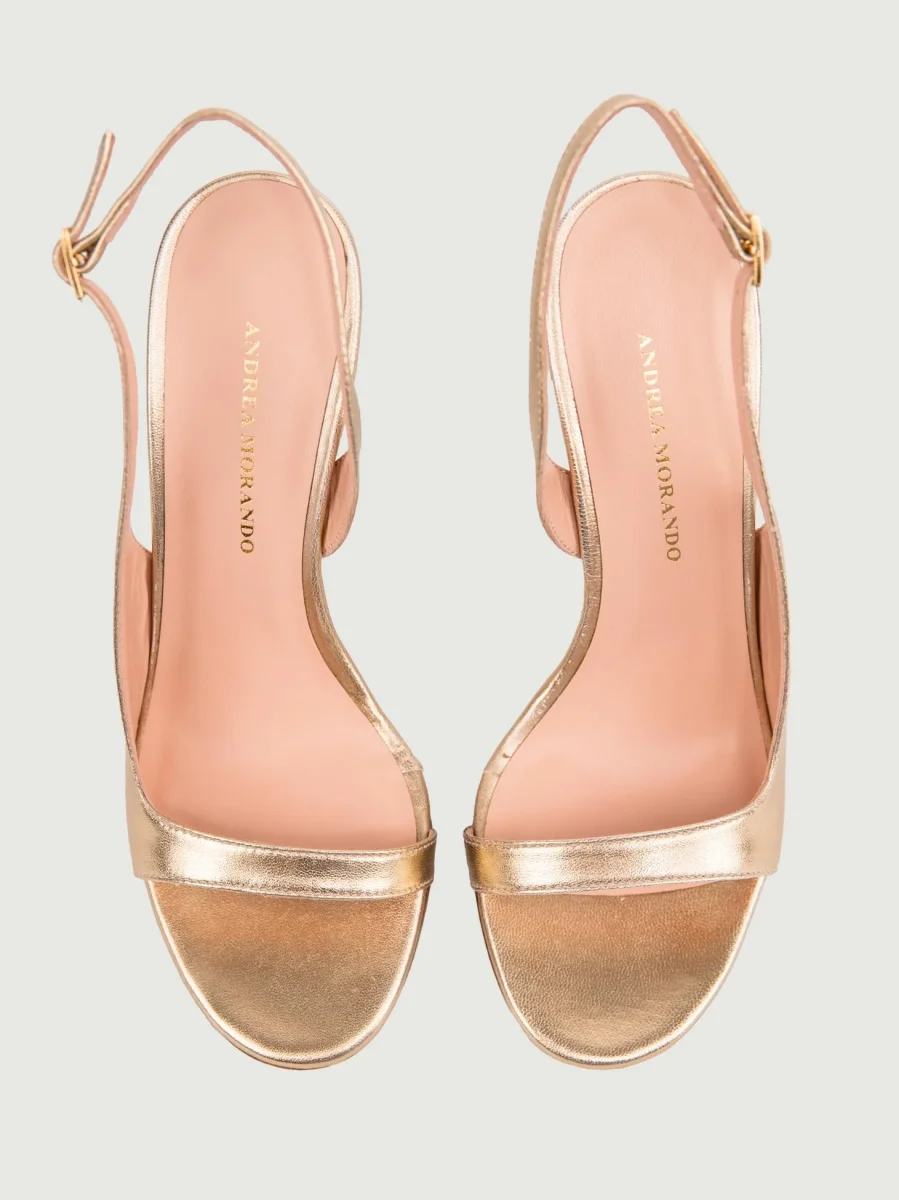 SANDALO IN PELLE LAMINATA ORO - immagine 6