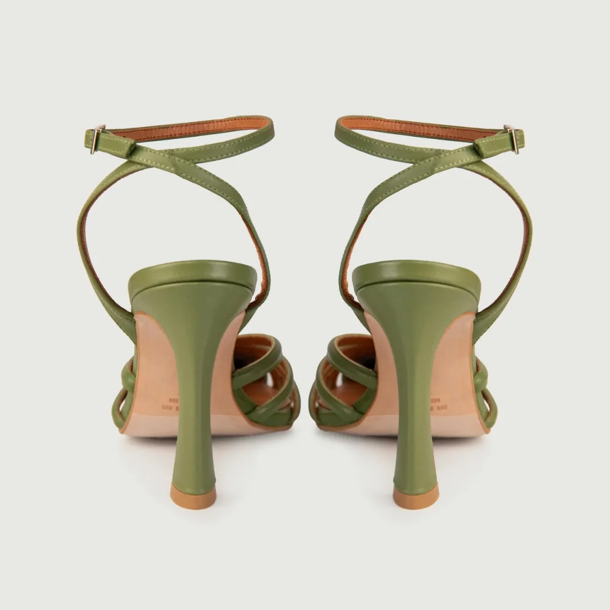 SANDALO IN PELLE VERDE CON  LISTINI INTRECCIATI - immagine 4