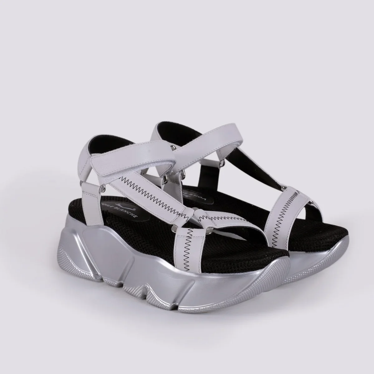 SANDALO IN VITELLO COLORATO CON SUOLA CHUNKY - immagine 3