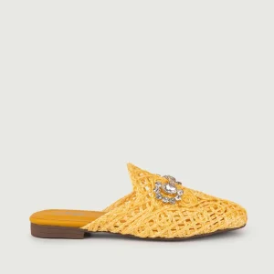 SANDALO SABOT IN RAFIA GIALLO