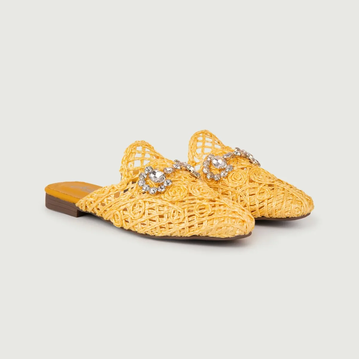 SANDALO SABOT IN RAFIA GIALLO - immagine 3