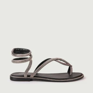 SANDALO WRAP UP NERO CON GLITTER