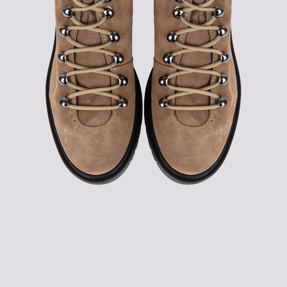 SCARPONCINO ALTO CON ALLACCIO TREKKING IN CAMOSCIO BEIGE - immagine 5