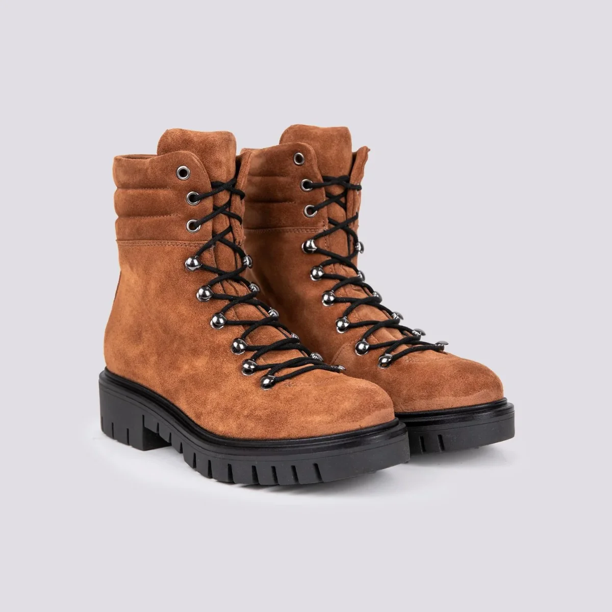 SCARPONCINO ALTO CON ALLACCIO TREKKING IN CAMOSCIO CUOIO - immagine 3