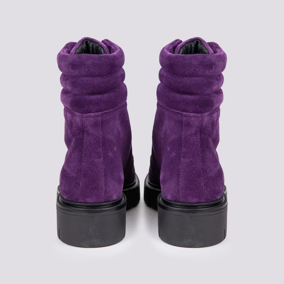 SCARPONCINO ALTO CON ALLACCIO TREKKING IN CAMOSCIO VIOLA - immagine 4