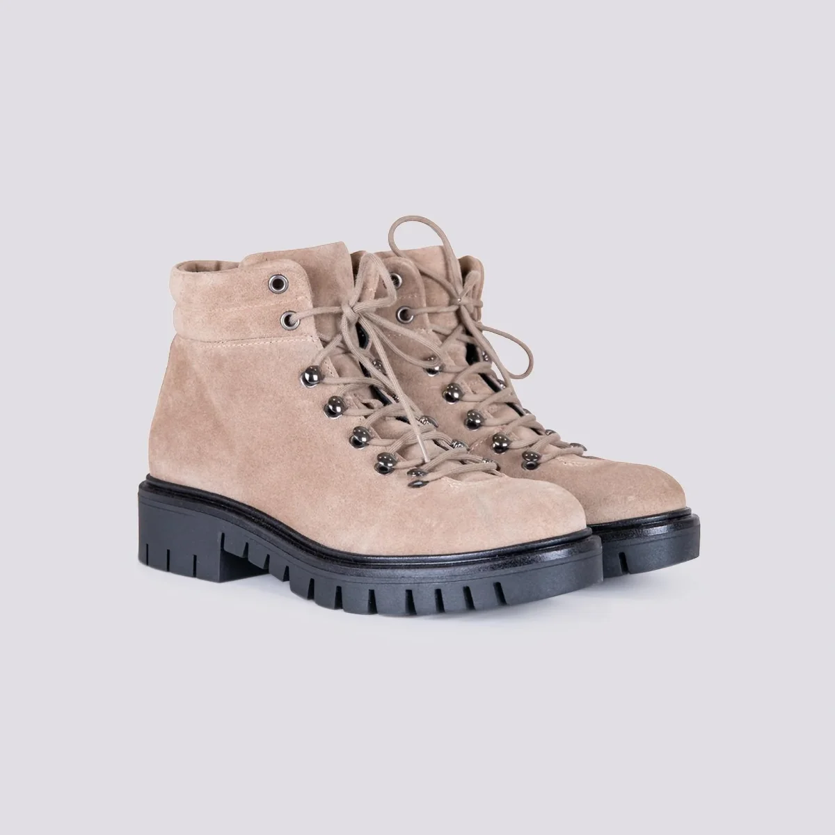 SCARPONCINO CON ALLACCIO TREKKING IN CAMOSCIO BEIGE - immagine 3