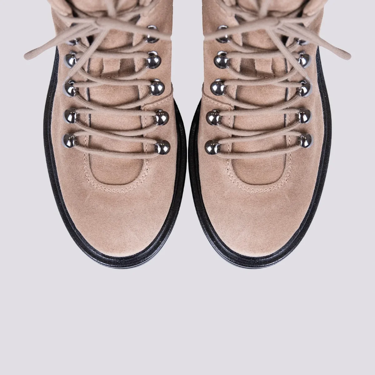 SCARPONCINO CON ALLACCIO TREKKING IN CAMOSCIO BEIGE - immagine 4