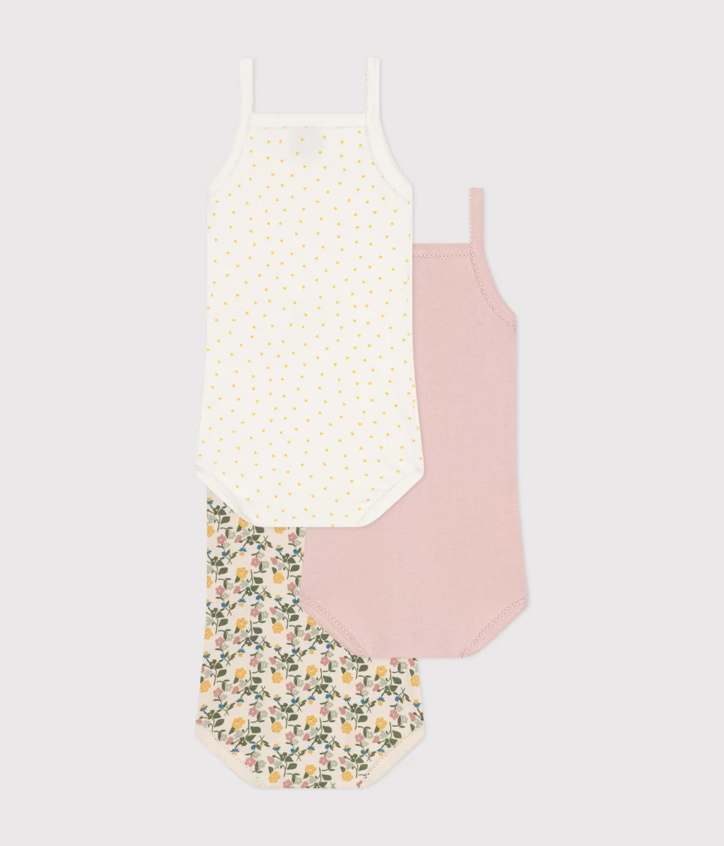 SET DI 3 BODY CON SPALLINE A FIORI BEBÈ IN COTONE - immagine 4
