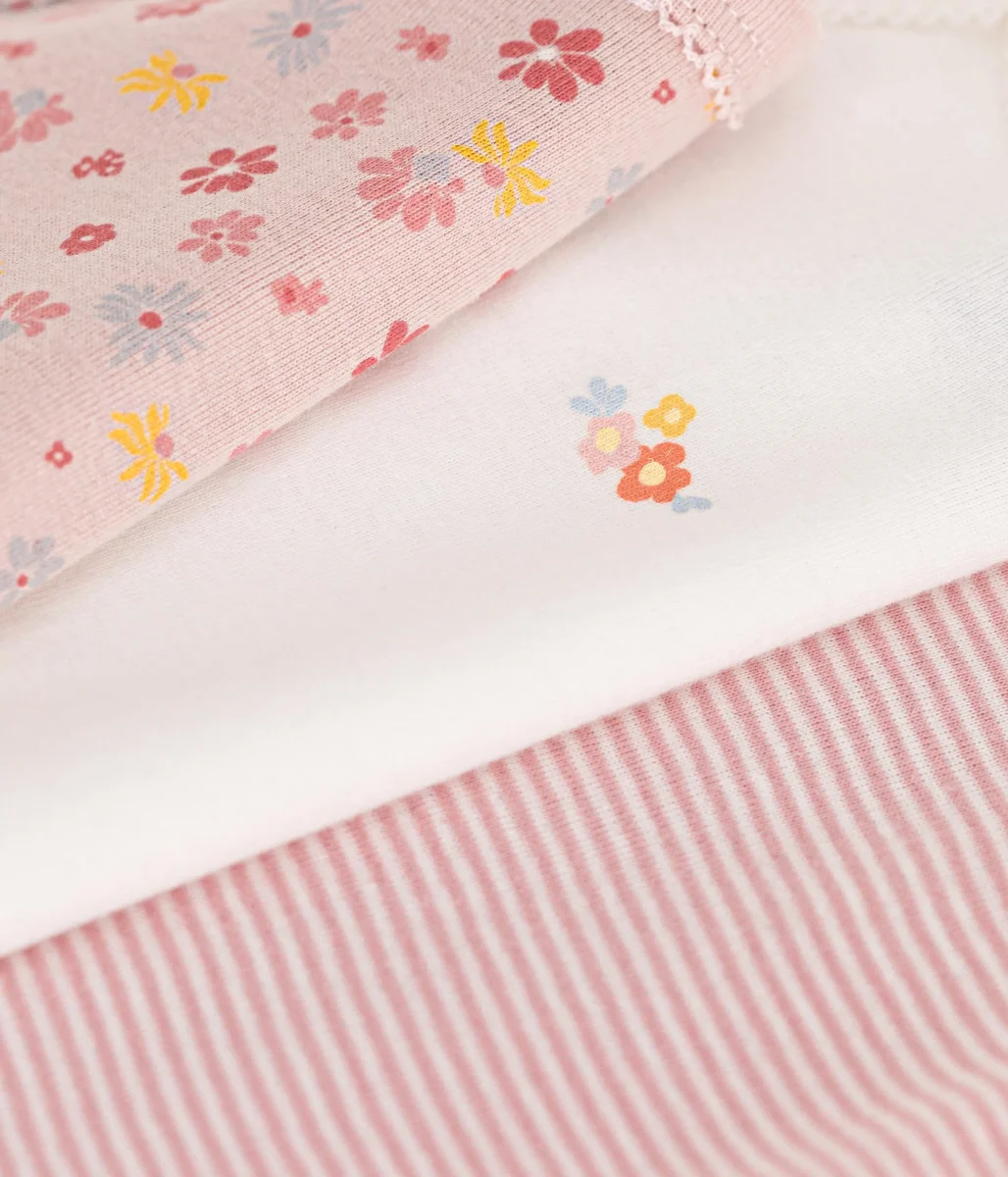 SET DI 3 BODY CON SPALLINE A FIORI BEBÈ IN COTONE - immagine 3