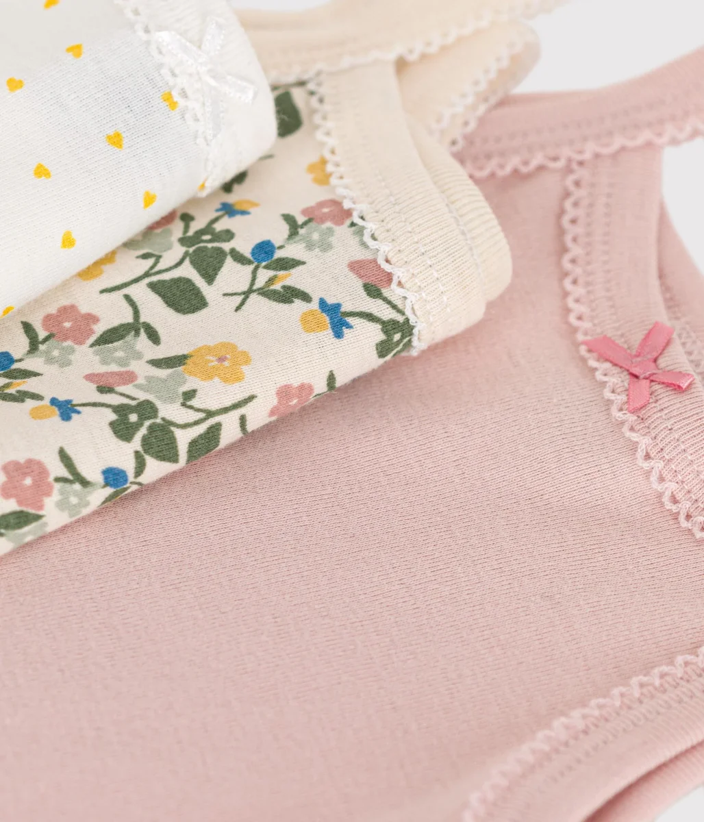 SET DI 3 BODY CON SPALLINE A FIORI BEBÈ IN COTONE - immagine 3