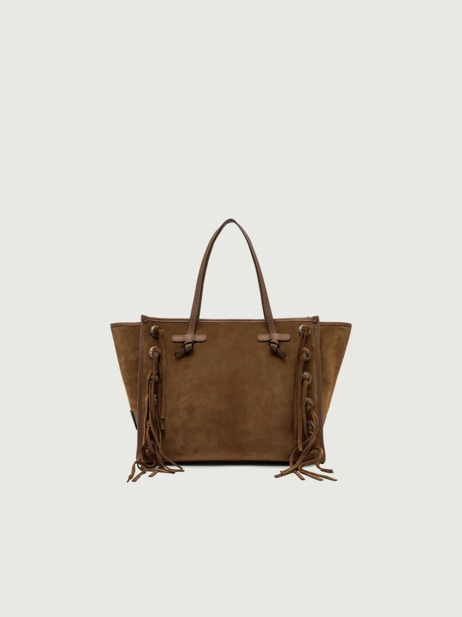 SHOPPING MARCELLA CON FRANGE IN CAMOSCIO COGNAC
