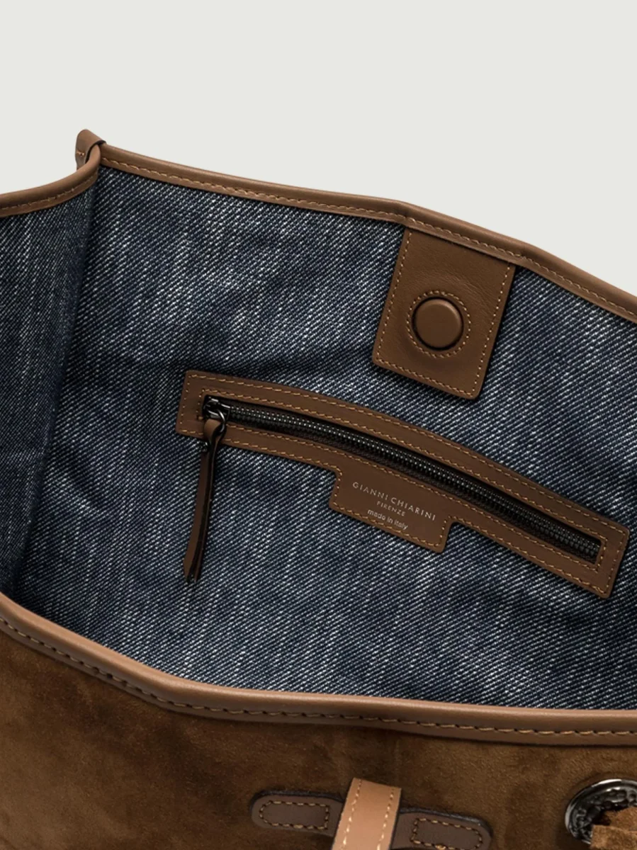 SHOPPING MARCELLA CON FRANGE IN CAMOSCIO COGNAC - immagine 4