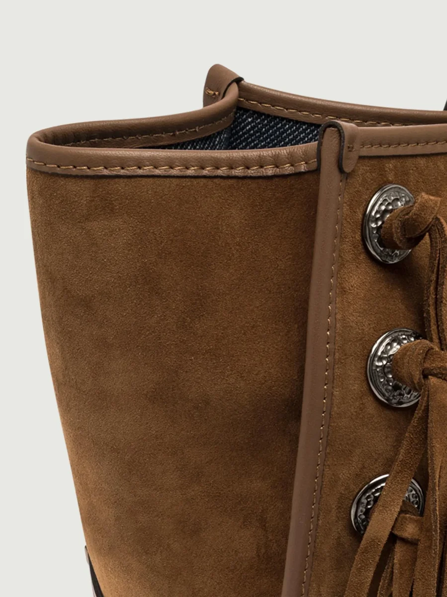 SHOPPING MARCELLA CON FRANGE IN CAMOSCIO COGNAC - immagine 5