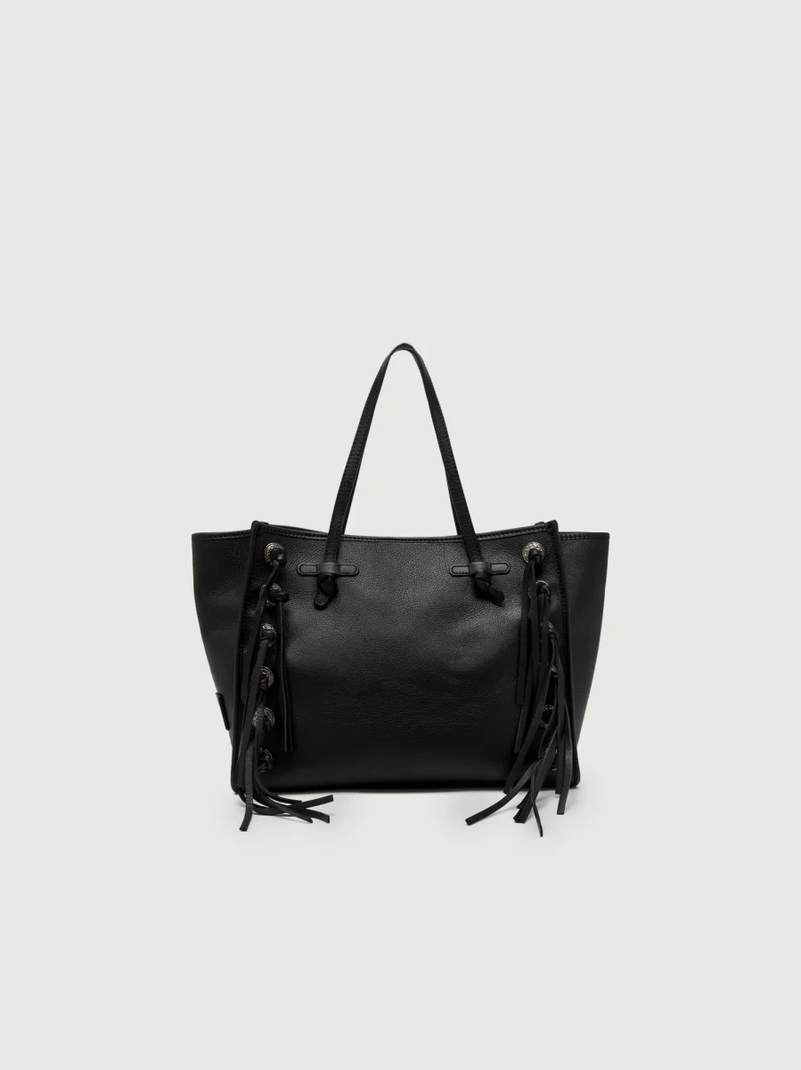 SHOPPING MARCELLA CON FRANGE IN PELLE NERA