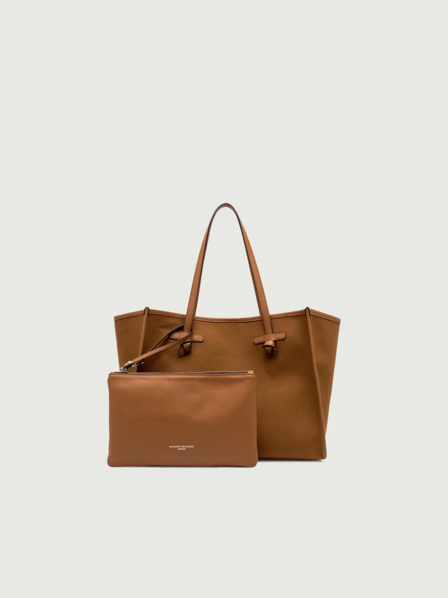 SHOPPING MARCELLA IN CANVAS CUOIO - immagine 5