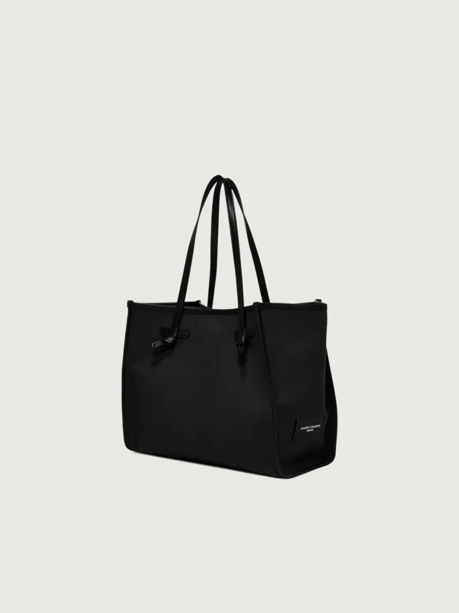 SHOPPING MARCELLA IN CANVAS NERO E CORDA - immagine 3