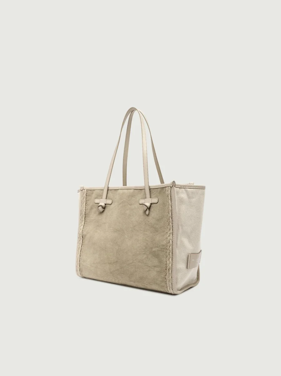 SHOPPING MARCELLA IN CANVAS STONE WASHED SABBIA - immagine 3