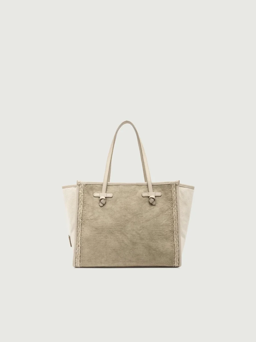 SHOPPING MARCELLA IN CANVAS STONE WASHED SABBIA - immagine 5