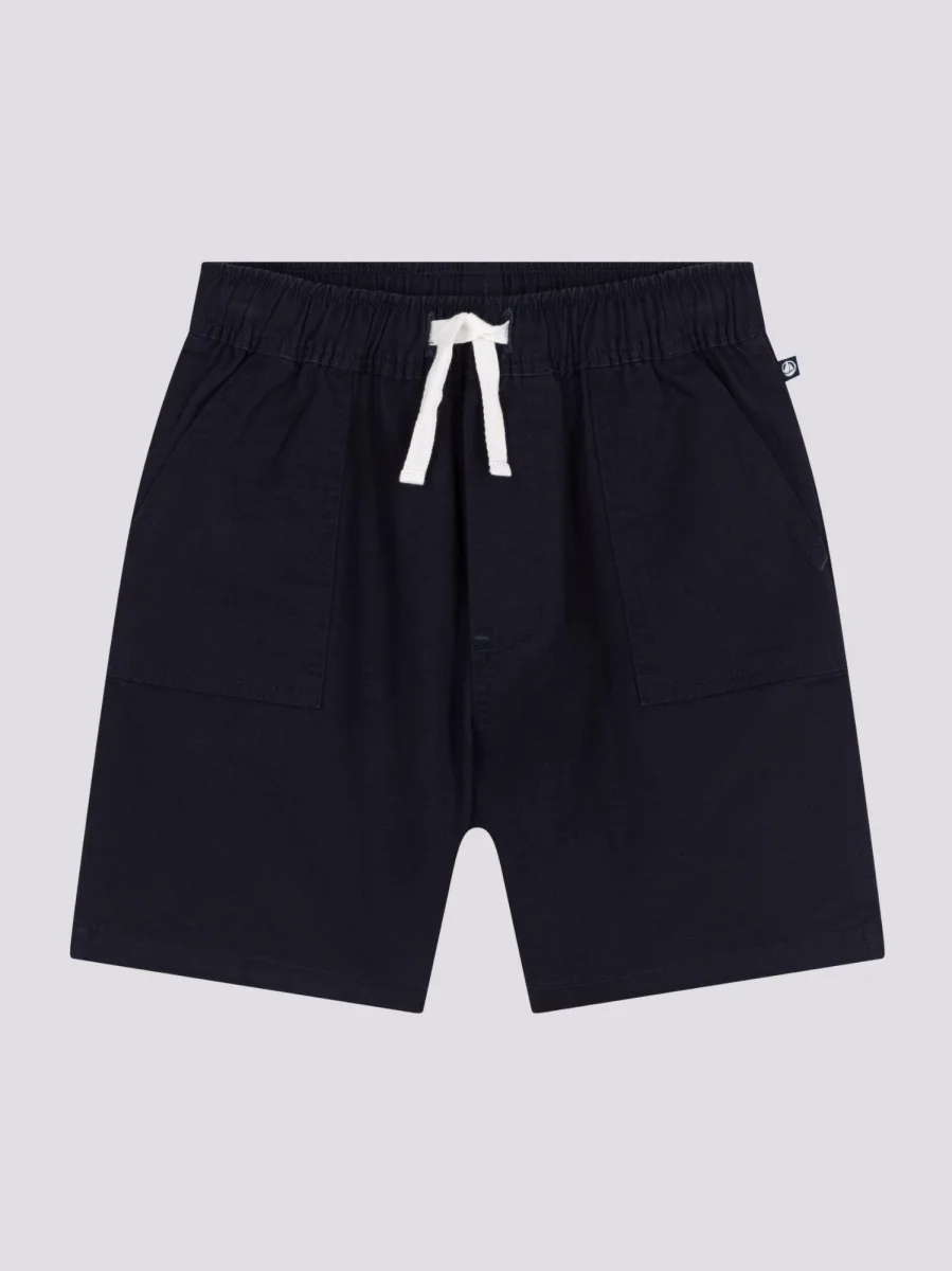 SHORTS  BLU IN TWILL DI COTONE E LINO 