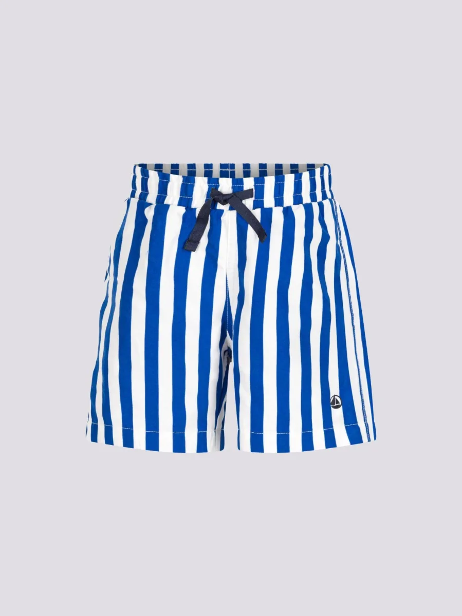 SHORTS DA MARE STAMPATO A RIGHE BLU BAMBINO